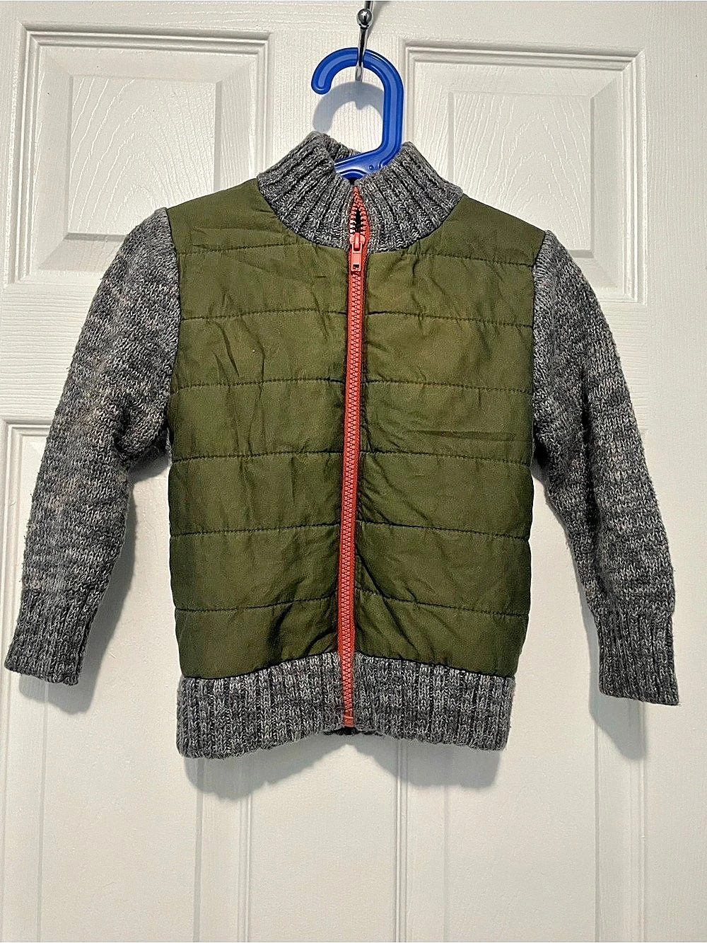 Kids Quilted Vest in Green & Gray